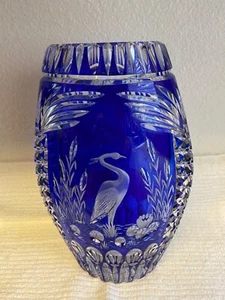 Vintage Cobalt Blue Large Crystal Vase - Picture 1 of 2
