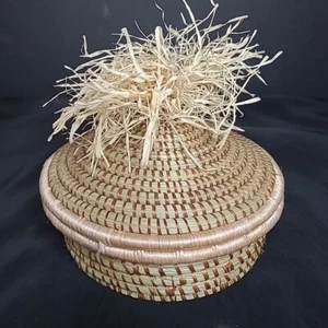 Opalhouse Designed With Jungalow Woven Pom Lidded Basket Trinket Box 6” W - Picture 1 of 6