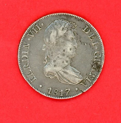 1817  LIMA PERU 8 REALES  JP  FERDIN VII  KM # 117.1  VF. - Image 1 of 4