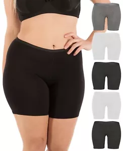 Damen Stretch Baumwolle langes Bein 6,5" Boyshorts Slips klein-Übergrößen Multipack - Bild 1 von 8