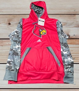 🏀 Adidas Louisville Cardinals Shocklite Fleece Hoodie Sweatshirt Digi Camo NWT - Picture 1 of 11