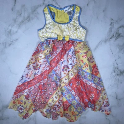 Jona Michelle Girls Sleeveless Lace Top Handkerchief Lined Skirt Dress US Size 5 - Image 1 of 4