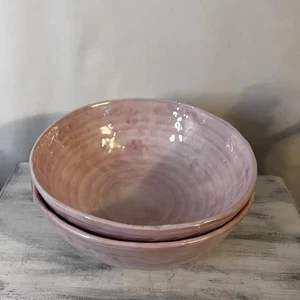 2 Noemi Ceramiche Salatschüsseln rosa Grübchen Handarbeit Umbrien Italien Vintage - Bild 1 von 8