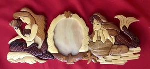 Wood 3D Art Jigsaw Carving Little Mermaids Ariel Picture Frame 17” x 7” x 1/2” - Picture 1 of 6