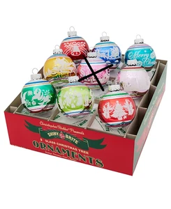 Christopher Radko Shiny Brite Christmas Confetti Signature Flocked Rounds Set /8 - Picture 1 of 1