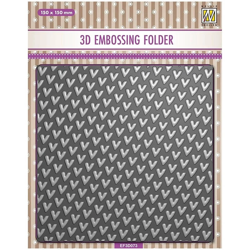 NELLIE'S CHOICE Embossing Folder Prägefolder Prägeschablone, EF3D73 Hearts  - Bild 1 von 1