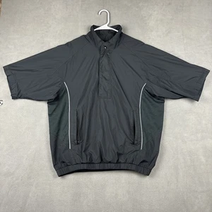 FootJoy DryJoys Pullover Jacket Mens Medium Black Short Sleeve Golf Windbreaker - Picture 1 of 14