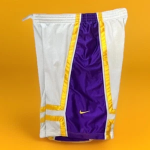 Vintage Nike Icon lila & gold Basketball Shorts Showtime Ära GROSS Medium 12" Schrittlänge - Bild 1 von 12