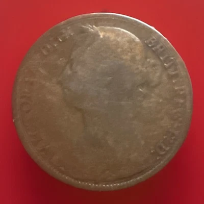 1891 UK Great Britain 1 One Penny Large Bronze Coin Queen Victoria World Coin140 - Image 1 of 4