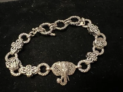 Sarda Sterling Silver Elephant Loop  Bracelet adjustable fit - Image 1 of 4