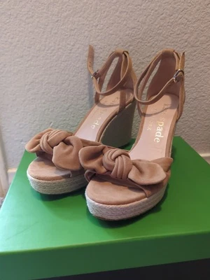 Kate Spade New York Tianna Tan Suede Wedge Bow Espadrille Sz 8.5B NEW w/Box - Image 1 of 4