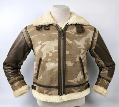 Chevignon Lederjacke gewachsenes Lammfell Gr. 38 (S) Camouflage Heritage - Bild 1 von 4