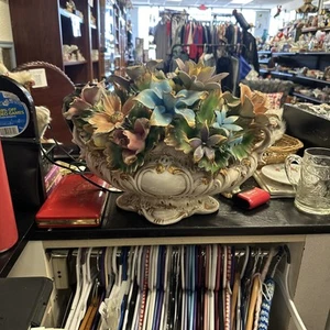 VINTAGE Xtra GROSSES CAPODIMONTE BLUME FLORAL HERZSTÜCK - Bild 1 von 18