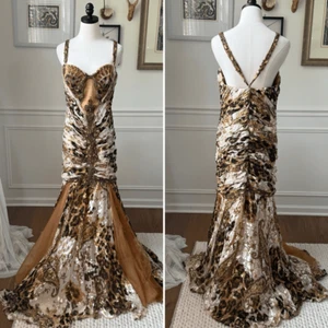 Sherry Haute Couture Animal Print Bling Formal Gown 18 - Picture 1 of 11