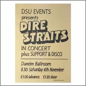 Dire Straits 1978 Durham University Promotional Concert Poster (UK) - Picture 1 of 1