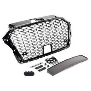 AUDI A3 S3 8V 2016-2019 RS STYLE GLOSS BLACK HONEYCOMB GRILLE GRILL UK - Picture 1 of 3