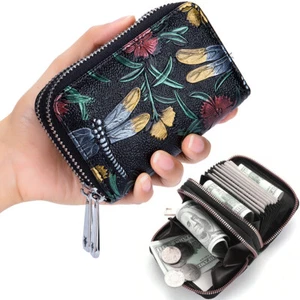 Cartera acordeón de cuero con bloqueo RFID para mujer porta tarjetas de crédito cartera con cremallera EE. UU. - Imagen 1 de 40