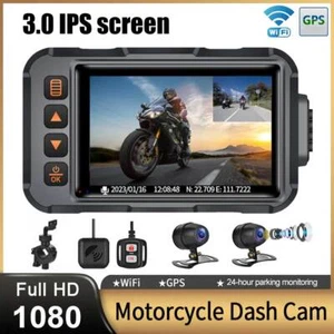 2-lens Wasserdichte Motorrad Fahren Kamera Dvr Dashcam Vorne+Hinten GPS WIFI - Bild 1 von 22