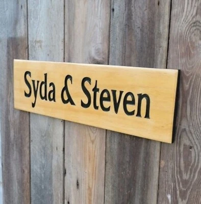 Personalized Wooden Name Carved Wooden Sign Rustic Wedding Anniversary Gifts - Image 1 of 4