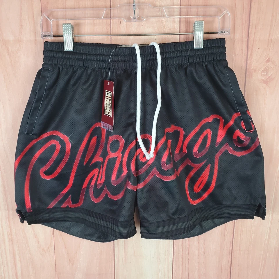 Mitchell & Ness Big Face 4.0 Womens Shorts Small Black Chicago Bulls Drawstring - Image 1 of 4