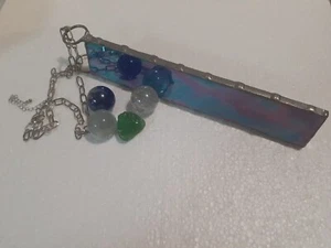 Vintage Stained Glass Marble-scope and 18" Chrome Alloy Necklace w/Extender - Picture 1 of 12