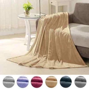 Fleece Blanket Queen Size 300 GSM Reversible Plush Sofa Bed Throw Blanket Fuzzy - Picture 1 of 22