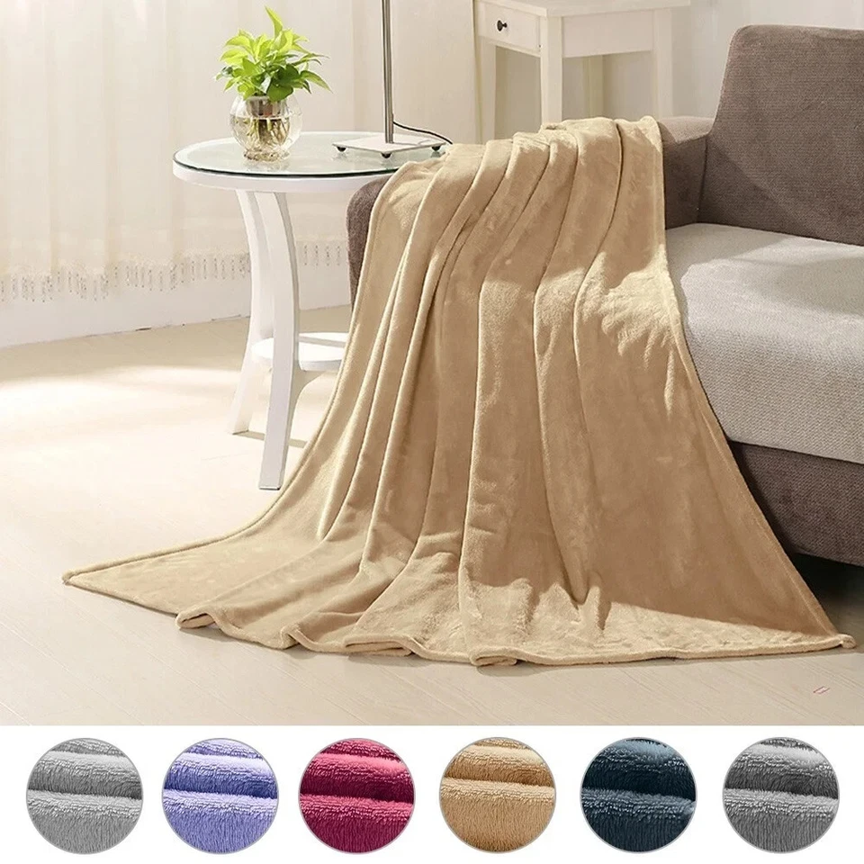 Fleece Blanket Queen Size 300 GSM Reversible Plush Sofa Bed Throw Blanket Fuzzy - Image 1 of 1
