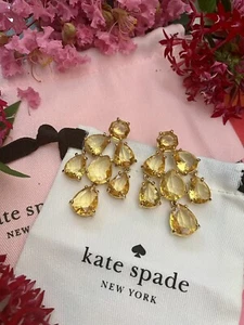 KATE SPADE NY CANARY YELLOW CRYSTAL PETALS CHANDELIER DROP EARRINGS SPARKLING - Picture 1 of 11