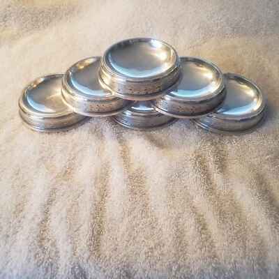 DUHME & Co Moneda Plata Set 6 CUENCOS DE TUERCA/BODEGAS DE SAL? Lados grabados de 3"x.75" Foto 1 de 4