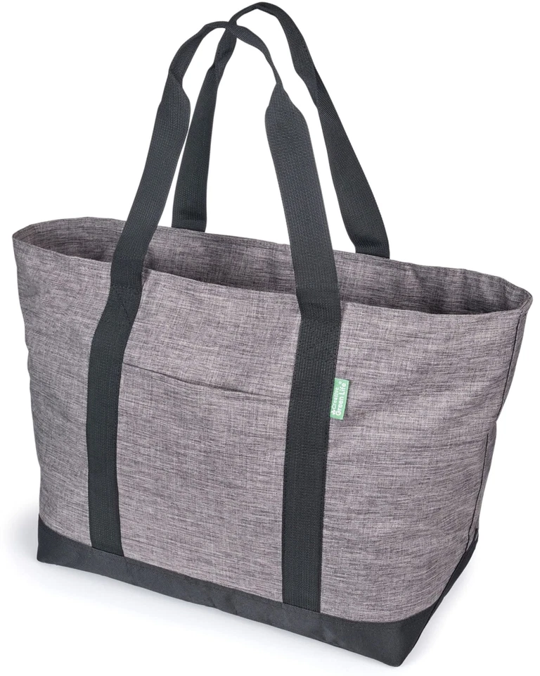 Creative Green Life XL Tote Bag with Zipper Gray Black