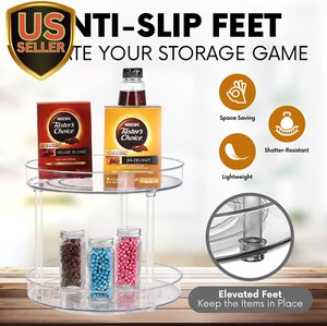 Clear Lazy Susan Organizer, Rotating Kitchen Pantry Organization and Storage,... - Picture 1 of 12