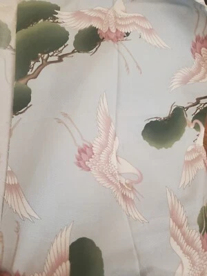 Fabric Lot Alexander Henry 28" x 42 w Dancing Cranes 2006 Pink on Blue - Image 1 of 2