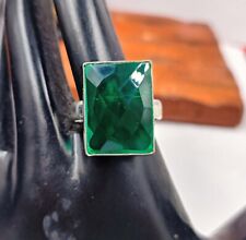 One Time Sale Green Moldavite Ring 28.90 Ct Emerald Cut U.S Size 8 Gemstone SMQ