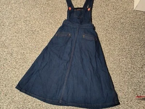 VTG 1970s Landlubber Women's Blue Denim Jumper Pinafore Dress Size 7 DM#16 - Picture 1 of 11