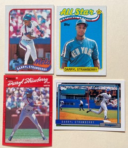 1989 Topps Darryl Strawberry #300 **1989 #390 All Star 1990 Donruss & 1991 #550