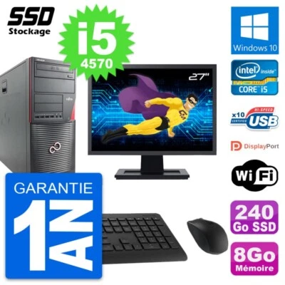 PC Tour Fujitsu W530 MT Ecran 27" Core i5-4570 RAM 8Go SSD 240Go Windows 10 Wifi - Bild 1 von 4