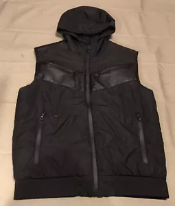 Chaleco Chaqueta de Cuero Sintético con Capucha Negra Frita Talla Grande - Imagen 1 de 6