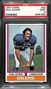 1974 Topps #22 Paul Guidry Houston Oilers PSA 9 MINT 6282 - Picture 1 of 2