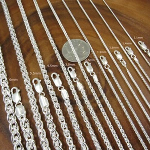 Solid 925 Sterling Silver Braided Wheat Chain Italian Spiga Necklace / Bracelet - Picture 1 of 73