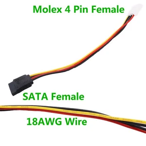 10x Serial ATA SATA 15-Pin Female To IDE/Molex 4-Pin Female Power Adapter Cable - Picture 1 of 7