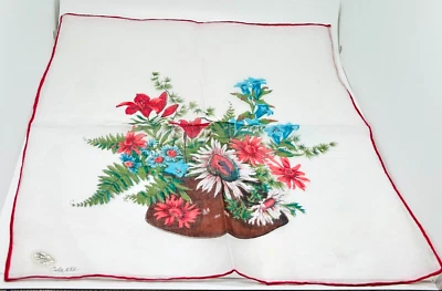 Pañuelo vintage Colette pañuelo floral ramo rosa verde rojo tubería Foto 1 de 4