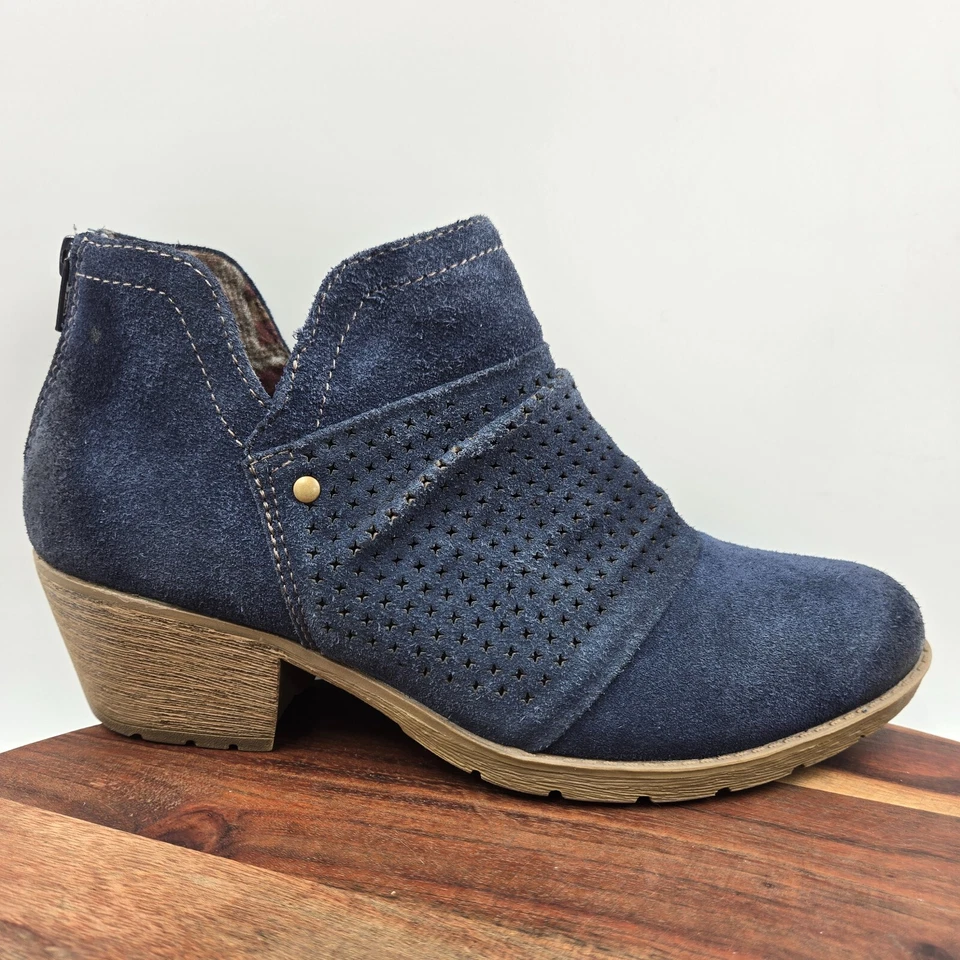Earth Origins Botas Amanda Para Mujer 11M Azul Gamuza Cómodas Cremallera Botines al Tobillo Foto 1 de 4