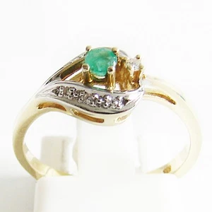 Ring Gold 585er Smaragd Diamanten 14 kt Goldschmuck Edelsteine bicolor Damen - Bild 1 von 5