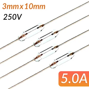 Glass Fuse Tube Axial With Lead Wire Foot Fast Blows Fuse 3mmx10mm 250V/5A - Picture 1 of 9