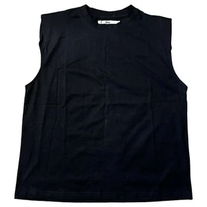 boa. Because Of Alice Black Shoulder Pad Basic Tank Top Sleeveless Shirt Size XS - Picture 1 of 5