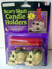 SCARY SKULL Candle Holder Red Bleeding Candles Halloween New Unused 1990s