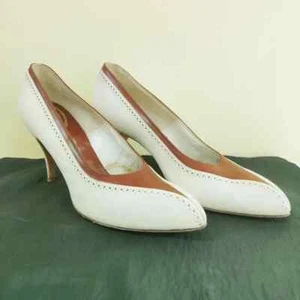 Leather Pumps Heels 1940's Spike Shoes Stilettos Vintage - Picture 1 of 13