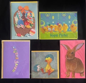 LOT of 5 Papyrus Vintage Easter Cards - Bunnies & Chicks - Picture 1 of 6