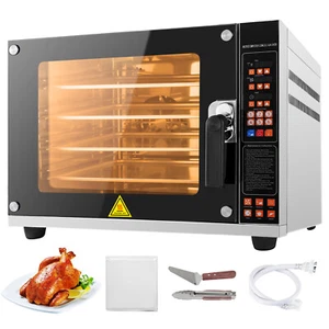 VEVOR 4,5 kW 0-350°C Heißluftofen Pizzaofen Kombidämpfer 4-Tier Backofen Gastro - Bild 1 von 12