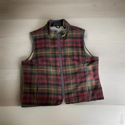 Chaleco a cuadros de lana LL BEAN XL forrado Sherpa S12 para mujer Foto 1 de 4